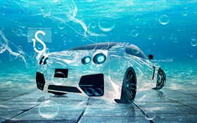 Car in water, creative design HD wallpaper