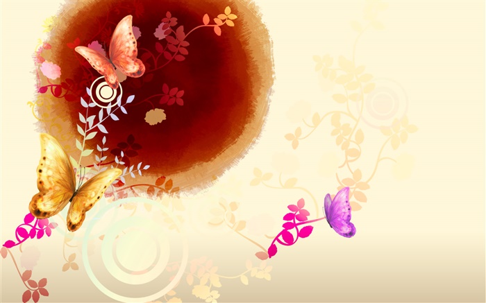 Chinese ink art, butterfly with flowers Wallpapers Pictures Photos Images