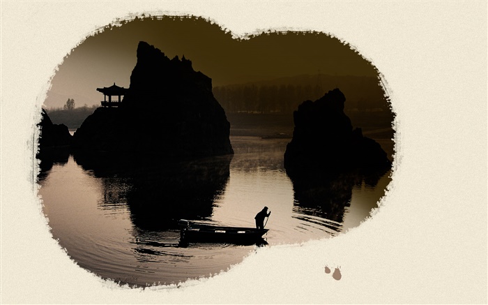 Chinese ink art, landscape painting Wallpapers Pictures Photos Images