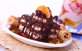 Chocolate cake, dessert HD wallpaper