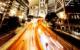 City road, night, ambilight HD wallpaper