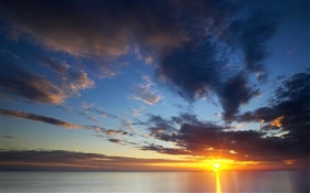 Clouds, sky, sea, sunrise HD wallpaper
