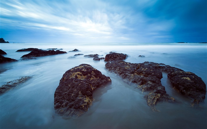 Coast, bay, blue sky, New Zealand Wallpapers Pictures Photos Images