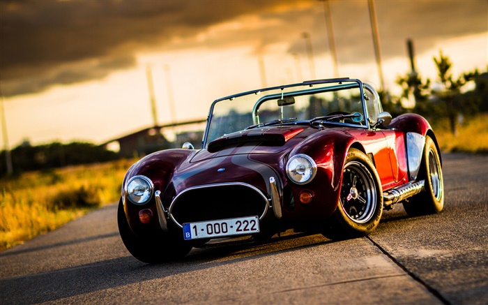 Cobra classic car at sunset Wallpapers Pictures Photos Images