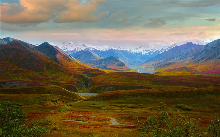Denali National Park, Alaska, USA, beautiful landscape, hills, river Wallpapers Pictures Photos Images