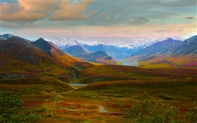 Denali National Park, Alaska, USA, beautiful landscape, hills, river HD wallpaper