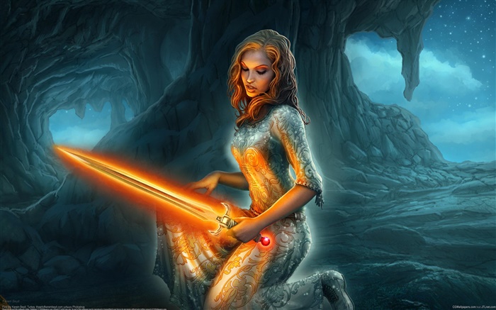 Fantasy girl holding lightsaber Wallpapers Pictures Photos Images