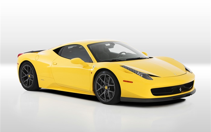 Ferrari 458 Italia yellow supercar side view Wallpapers Pictures Photos Images