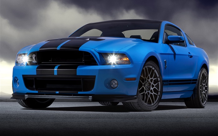 Ford Mustang Shelby GT500 blue supercar front view Wallpapers Pictures Photos Images