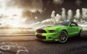 Ford Mustang Shelby GT500 green supercar