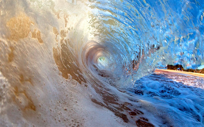 Hawaii, waves, water tunnel Wallpapers Pictures Photos Images