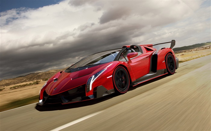 Lamborghini Veneno Roadster red supercar speed Wallpapers Pictures Photos Images