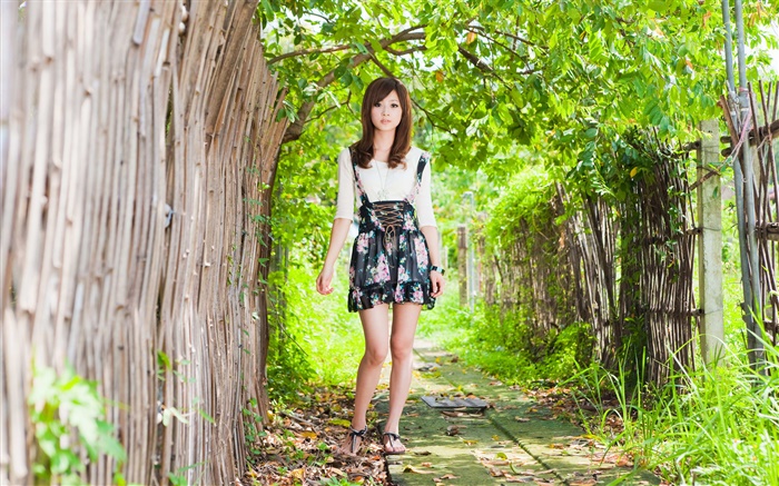 Path, tree, pure girl, Taiwan Wallpapers Pictures Photos Images