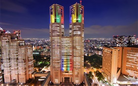 Tokyo, Japan, skyscrapers, night, city, lights HD wallpaper