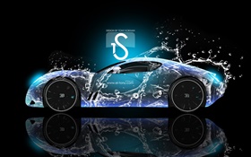 Water splash car, Bugatti, creative design HD wallpaper