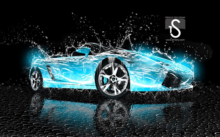 Water splash car, blue Lamborghini, creative design HD Wallpapers |  Creative | Desktop Wallpaper Preview 