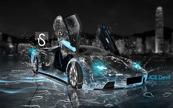 Water splash car, creative design, Lamborghini Wallpapers Pictures Photos Images