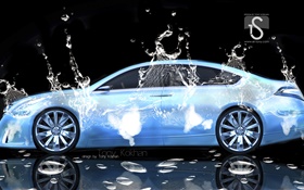 Water splash car, creative design, Nissan HD wallpaper