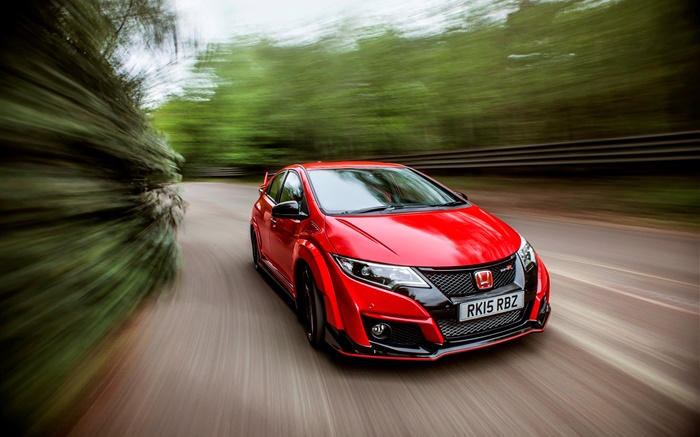 2015 Honda Civic Type R UK-spec red car speed Wallpapers Pictures Photos Images