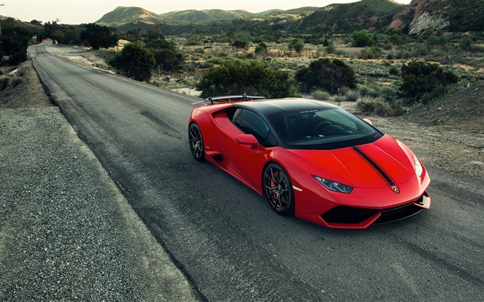 2015 Lamborghini Huracan red supercar, road Wallpapers Pictures Photos Images