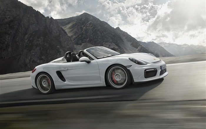2015 Porsche Boxster Spyder 981 white car speed Wallpapers Pictures Photos Images