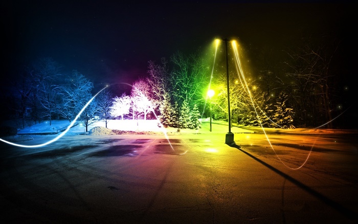 Abstract colorful light, night, winter Wallpapers Pictures Photos Images