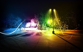 Abstract colorful light, night, winter HD wallpaper