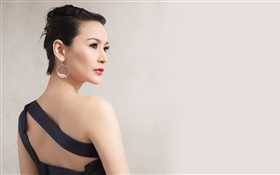 Asian fashion girl, rear view HD wallpaper
