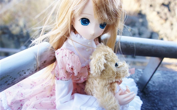 Cute toy girl with dog, doll Wallpapers Pictures Photos Images