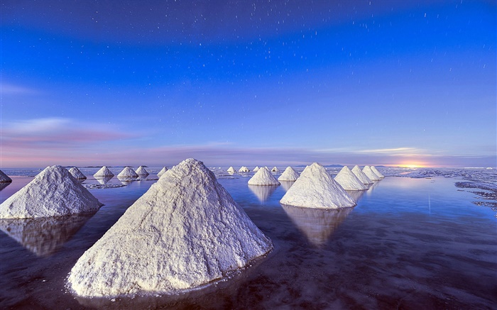 Dead Sea, sunset, piles of salt Wallpapers Pictures Photos Images