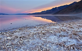 Dead sea, coast, dusk, sunset HD wallpaper