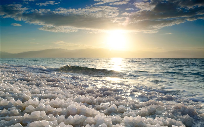 Dead sea, salt, sunset Wallpapers Pictures Photos Images