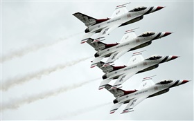 Dynamics F-16 fighter in sky HD wallpaper