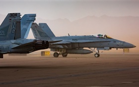 FA-18 Hornets, planes, airport, hot air HD wallpaper