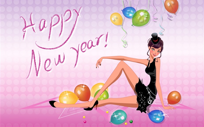 Fashion girl, vector pictures, Happy New Year Wallpapers Pictures Photos Images