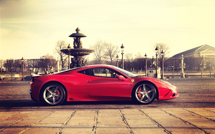 Ferrari 458 red supercar side view Wallpapers Pictures Photos Images