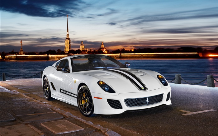 Ferrari 599 GTO white sports car Wallpapers Pictures Photos Images