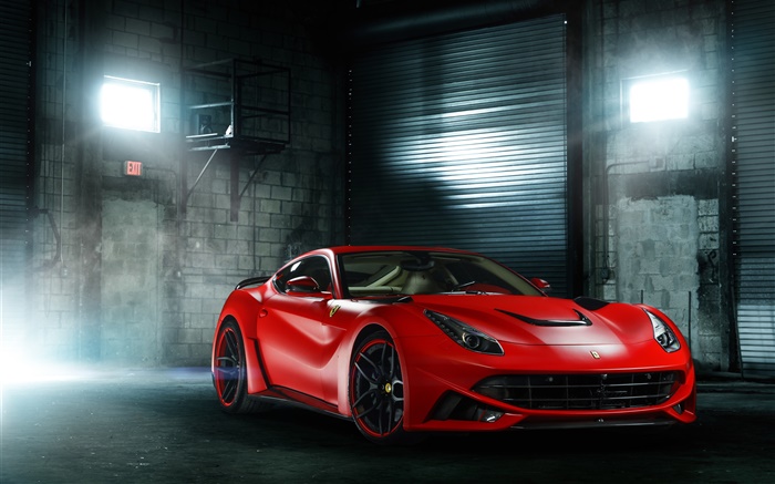 Ferrari F12 red supercar at night Wallpapers Pictures Photos Images