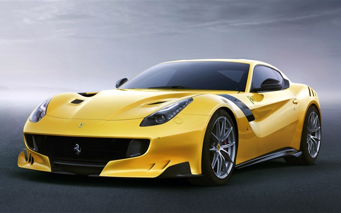 Ferrari F12 yellow supercar Wallpapers Pictures Photos Images
