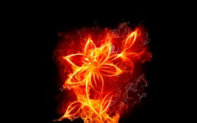 Flower with fire, creative design HD wallpaper