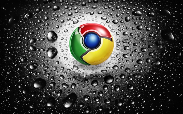 Google Chrome logo, water drops Wallpapers Pictures Photos Images