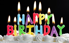 Happy Birthday, cake, candles HD wallpaper