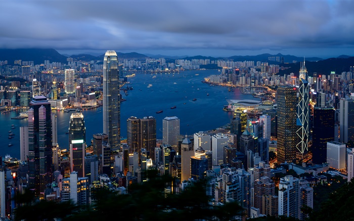 Hong Kong, city, buildings, cloudy sky, morning Wallpapers Pictures Photos Images