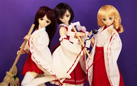 Kimono girls, Japan style, doll HD wallpaper