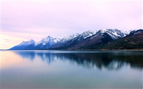 Teton Range, lake, Wyoming, USA HD wallpaper