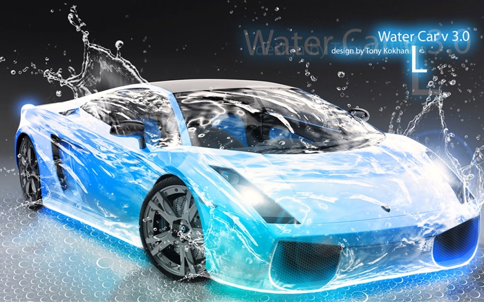Water splash car, Lamborghini, creative design Wallpapers Pictures Photos Images
