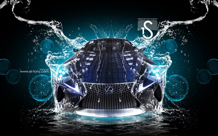 Water splash car, Lexus, front view, creative design Wallpapers Pictures Photos Images