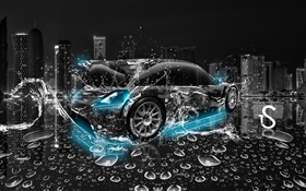 Water splash car, city, creative design HD wallpaper