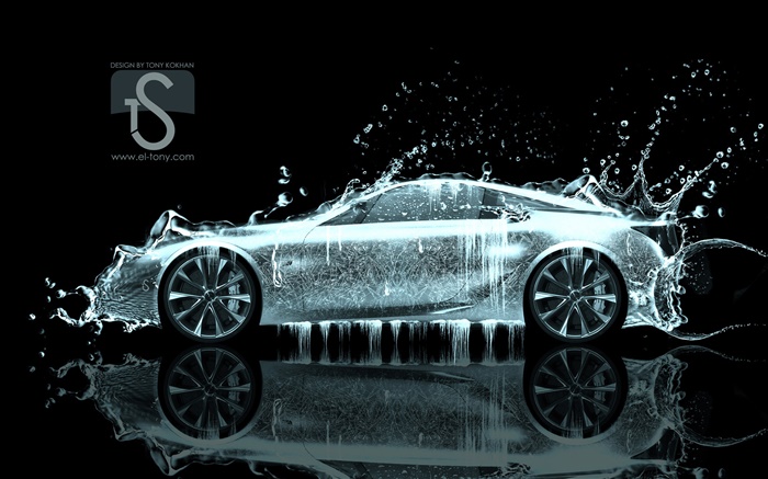 Water splash car, creative design, supercar side view Wallpapers Pictures Photos Images