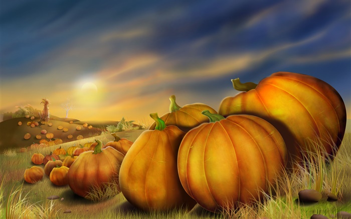 Artistic picture, painting, pumpkin Wallpapers Pictures Photos Images